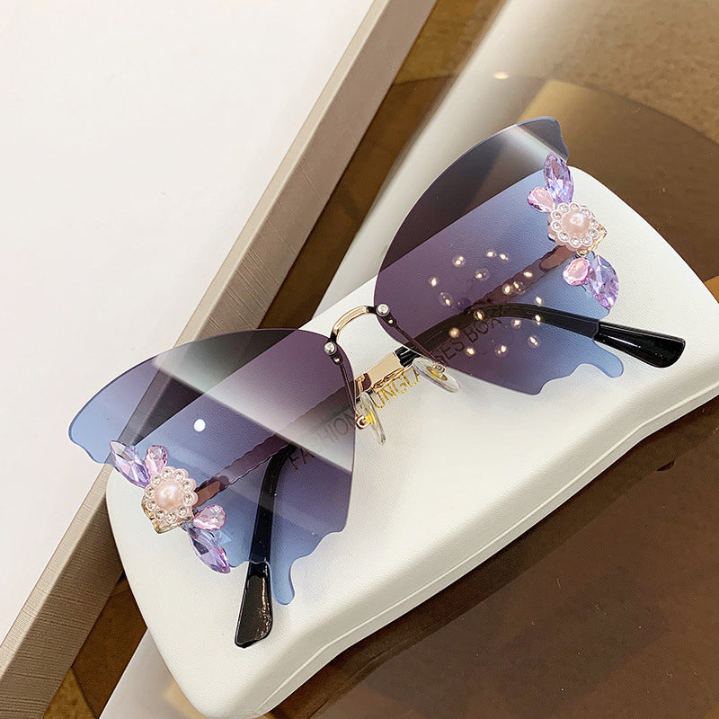 Chic Lunettes de soleil papillon diamant