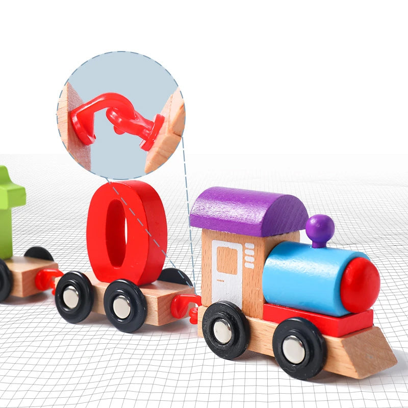 Digitale magnetische treinpuzzel met houten speelgoedauto