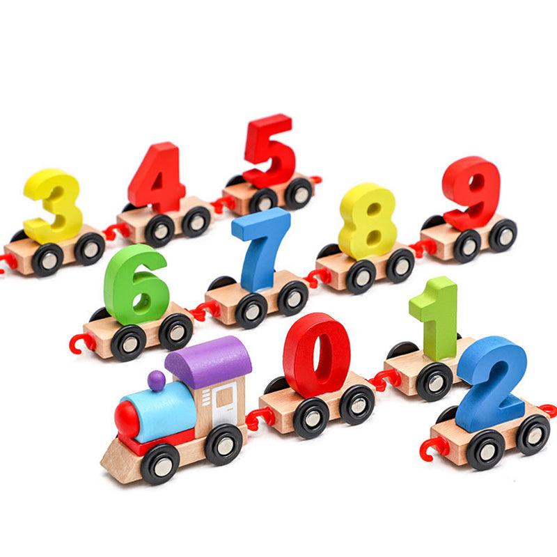 Digitale magnetische treinpuzzel met houten speelgoedauto