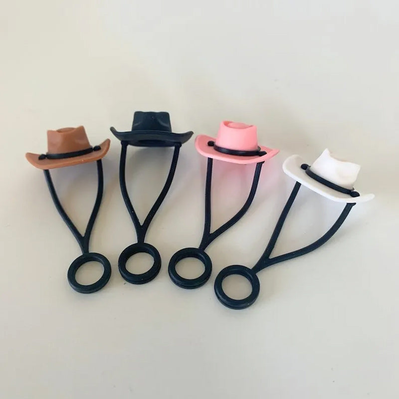 Chapeau de cowboy en silicone, couvre-paille, capuchon