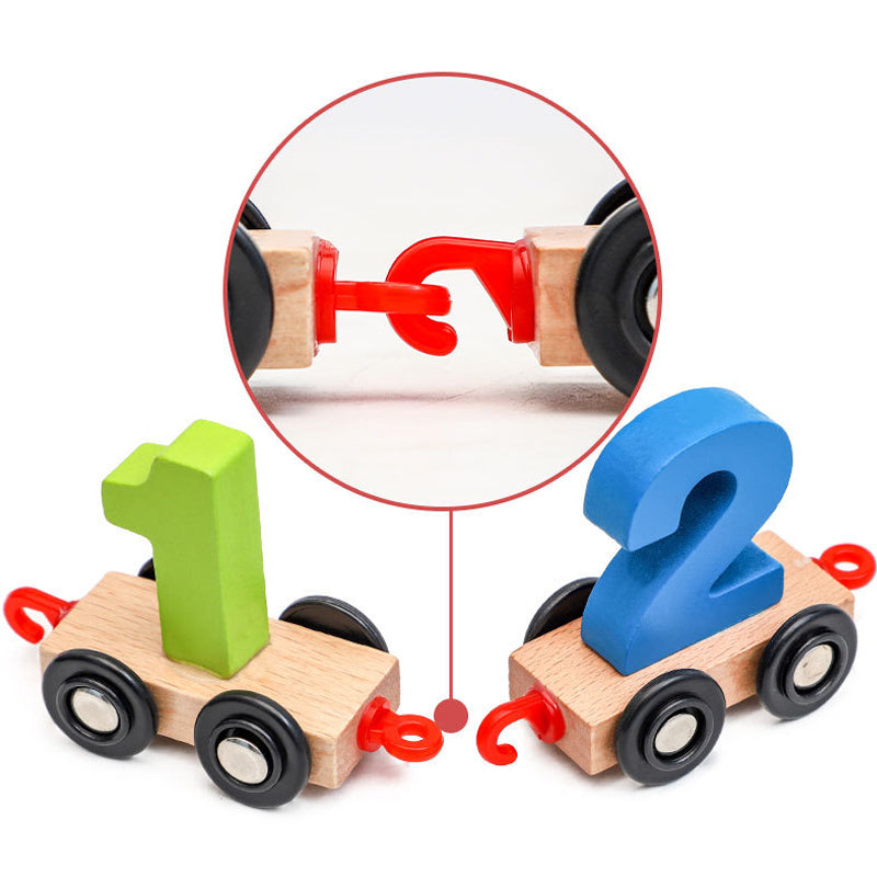 Digitale magnetische treinpuzzel met houten speelgoedauto