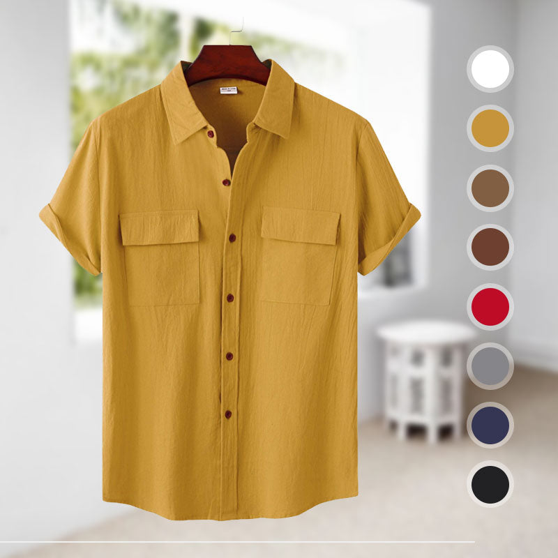 Chemise à manches courtes en lin pour hommes