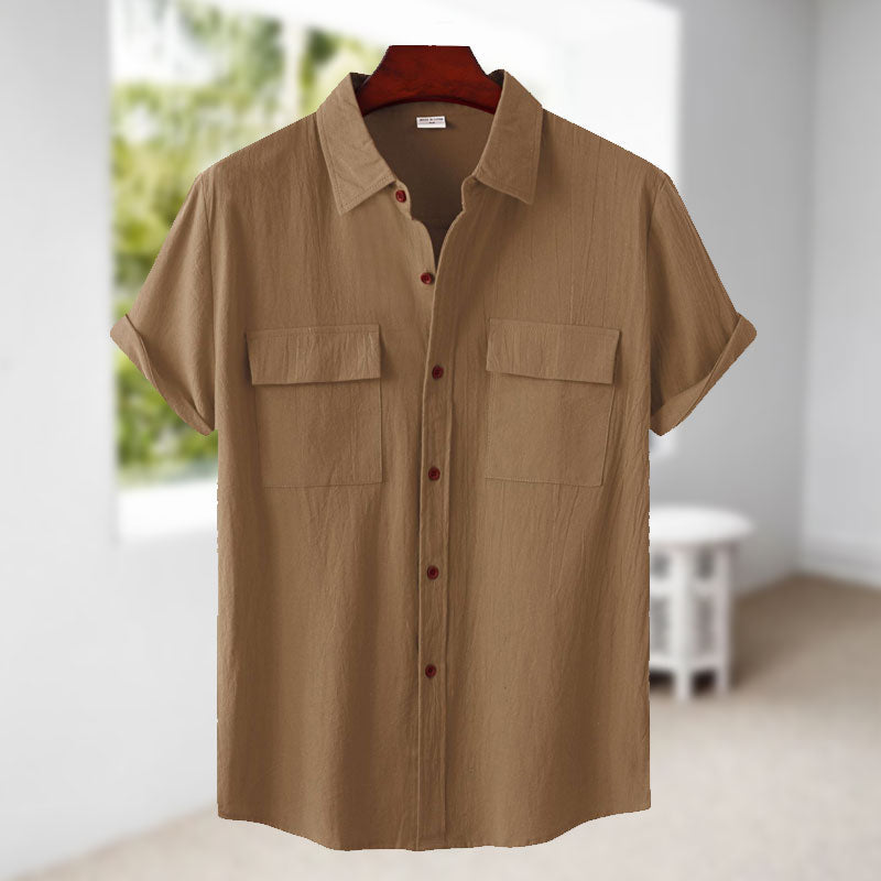 Chemise à manches courtes en lin pour hommes