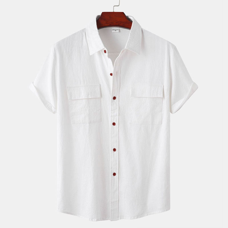 Chemise à manches courtes en lin pour hommes