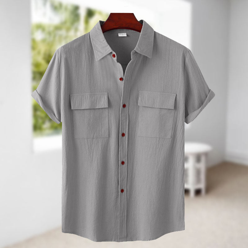 Chemise à manches courtes en lin pour hommes