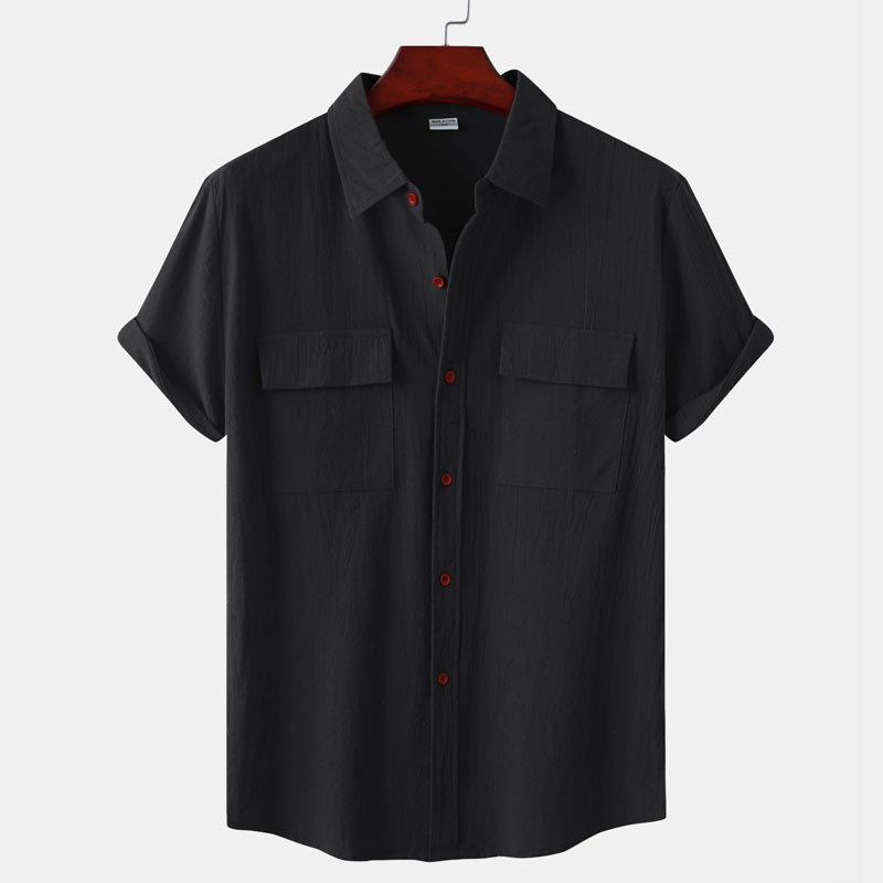 Chemise à manches courtes en lin pour hommes