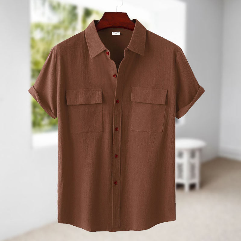Chemise à manches courtes en lin pour hommes