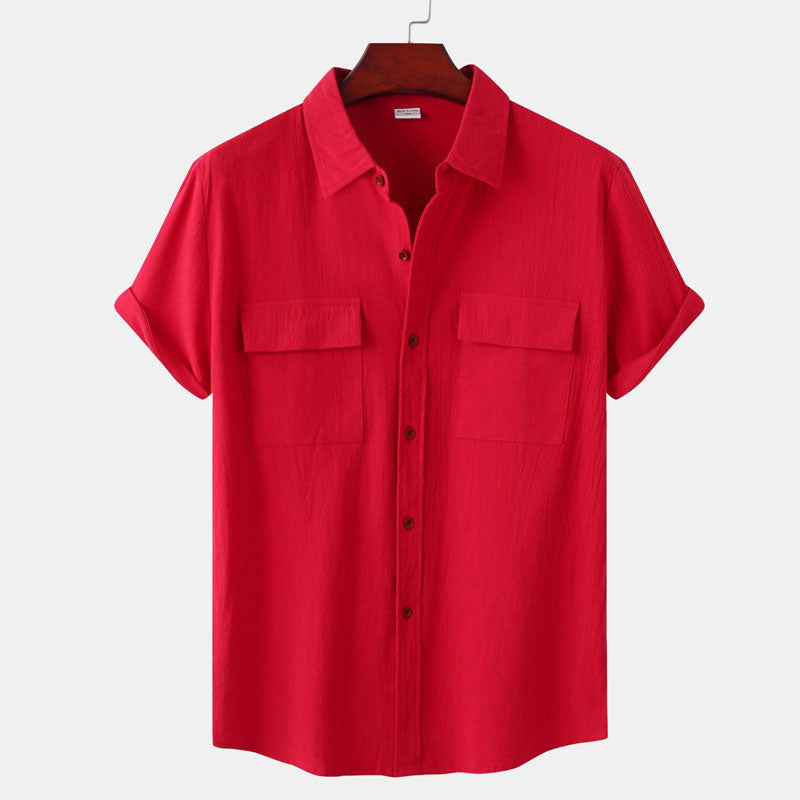 Chemise à manches courtes en lin pour hommes