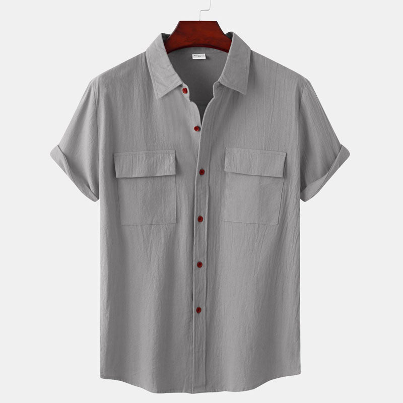 Chemise à manches courtes en lin pour hommes