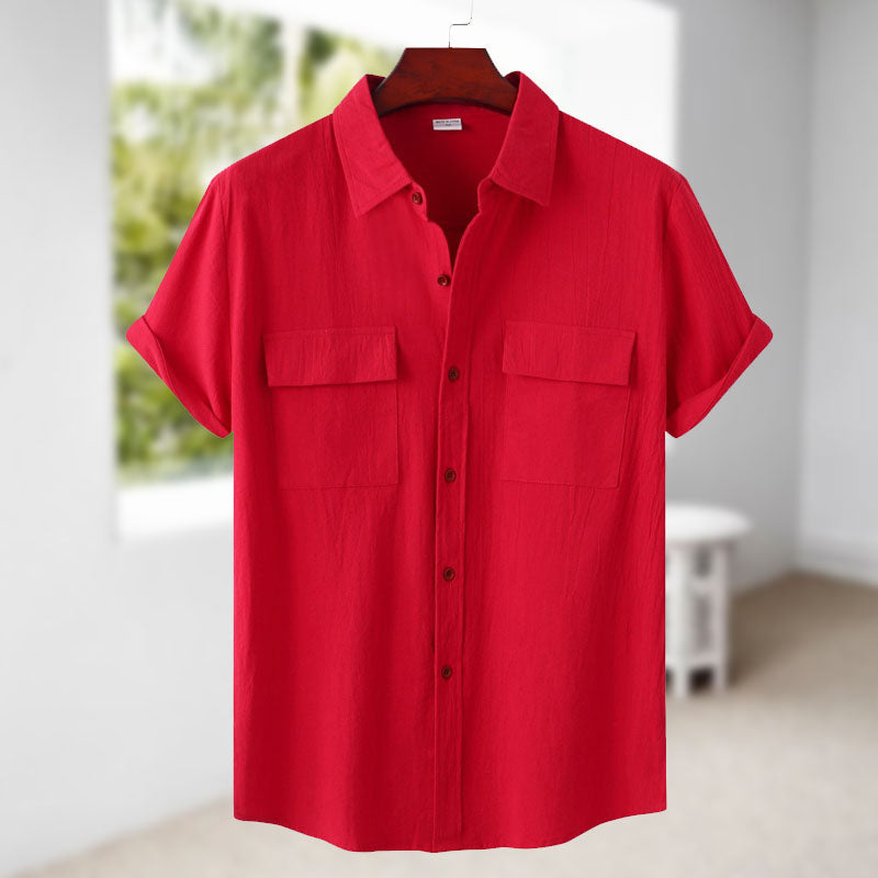 Chemise à manches courtes en lin pour hommes