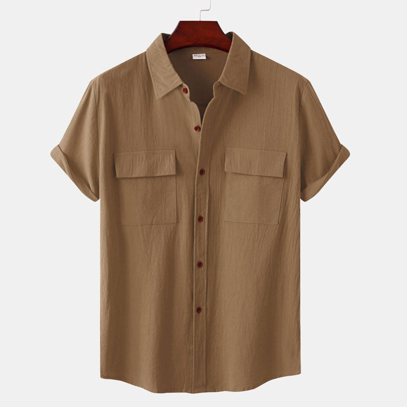 Chemise à manches courtes en lin pour hommes