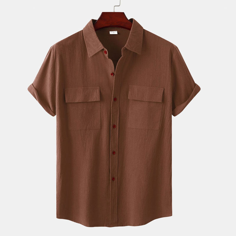 Chemise à manches courtes en lin pour hommes