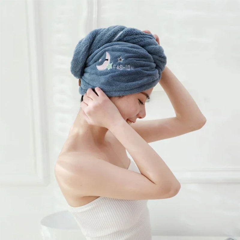 Bonnet de douche à séchage rapide avec motif de broderie de dessin animé