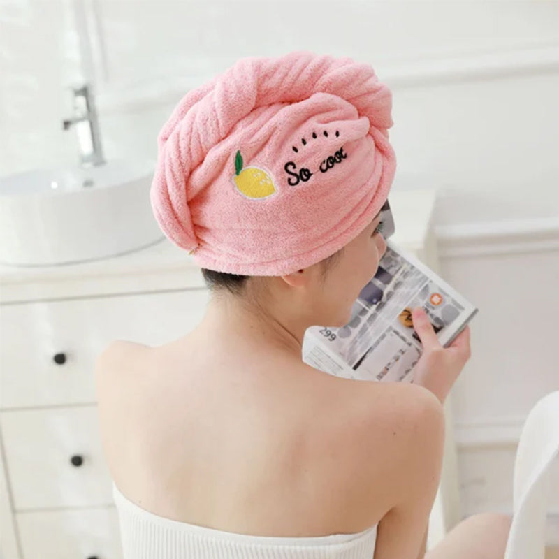 Bonnet de douche à séchage rapide avec motif de broderie de dessin animé