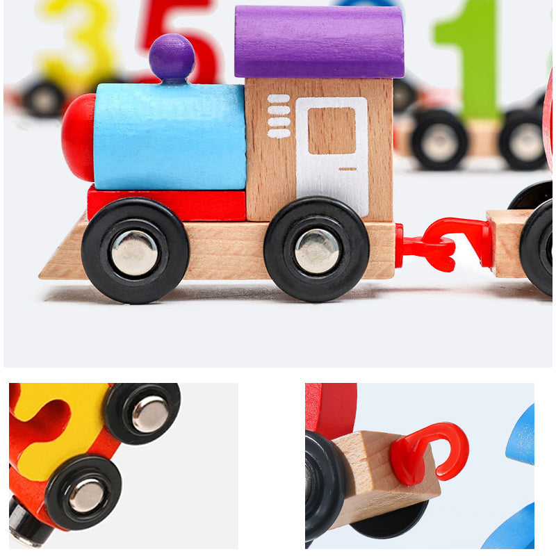 Digitale magnetische treinpuzzel met houten speelgoedauto