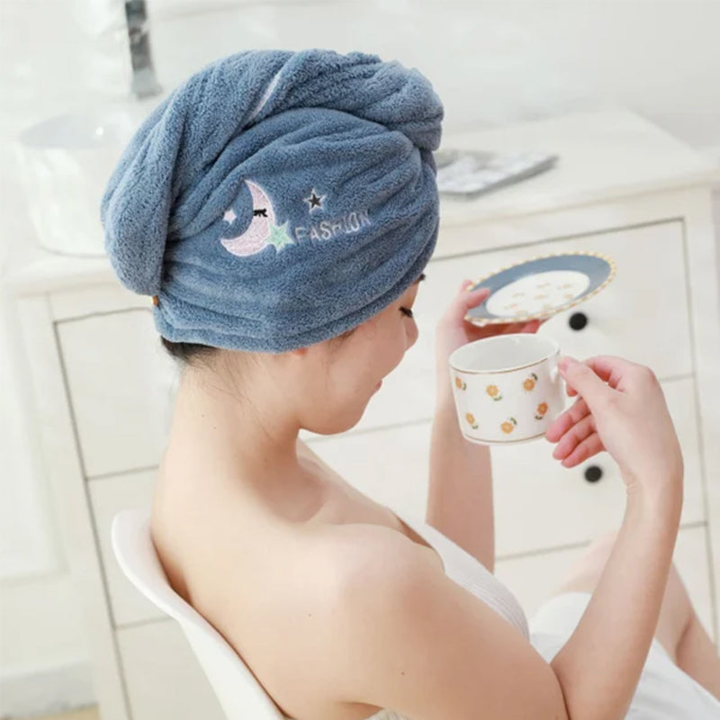 Bonnet de douche à séchage rapide avec motif de broderie de dessin animé