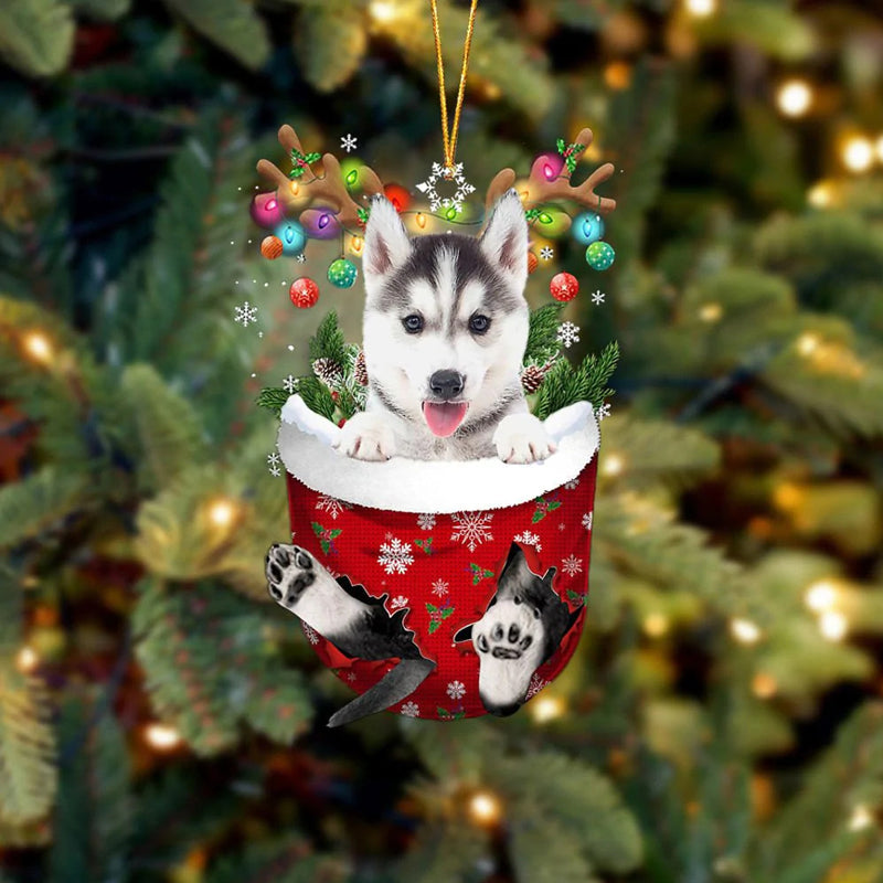 Ornement de Chien Mignon en Forme de Chaussette de Noël