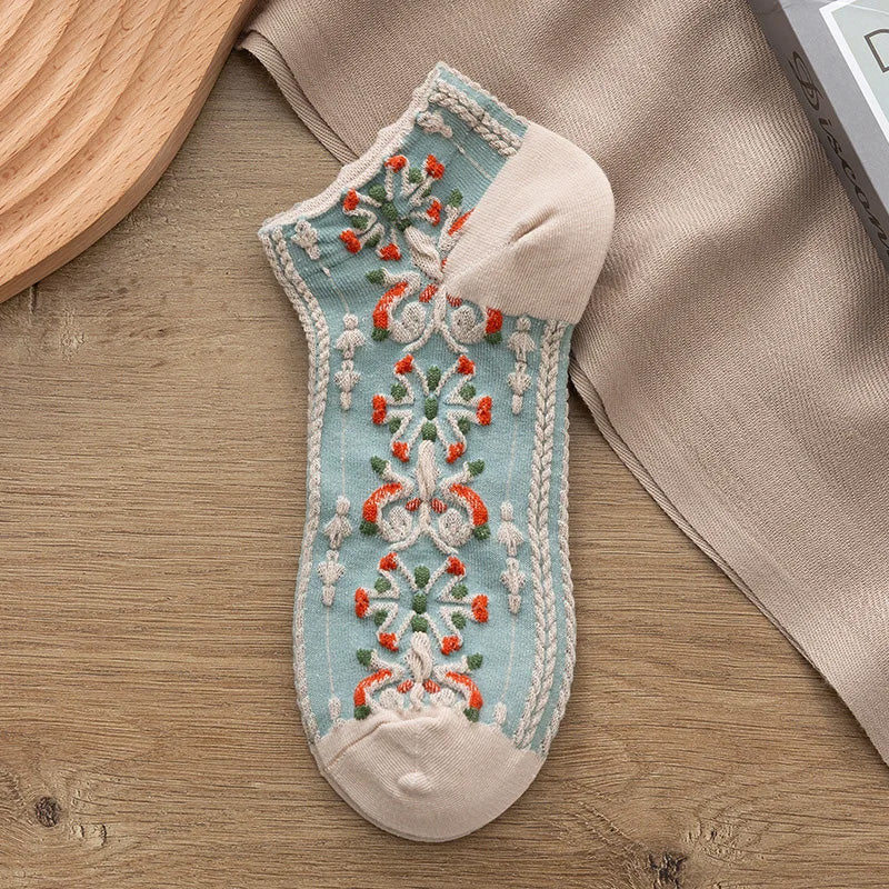 Chaussettes vintage en coton gaufré