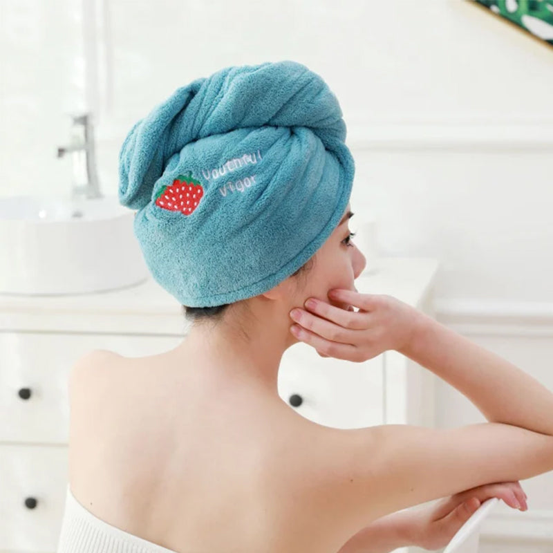 Bonnet de douche à séchage rapide avec motif de broderie de dessin animé