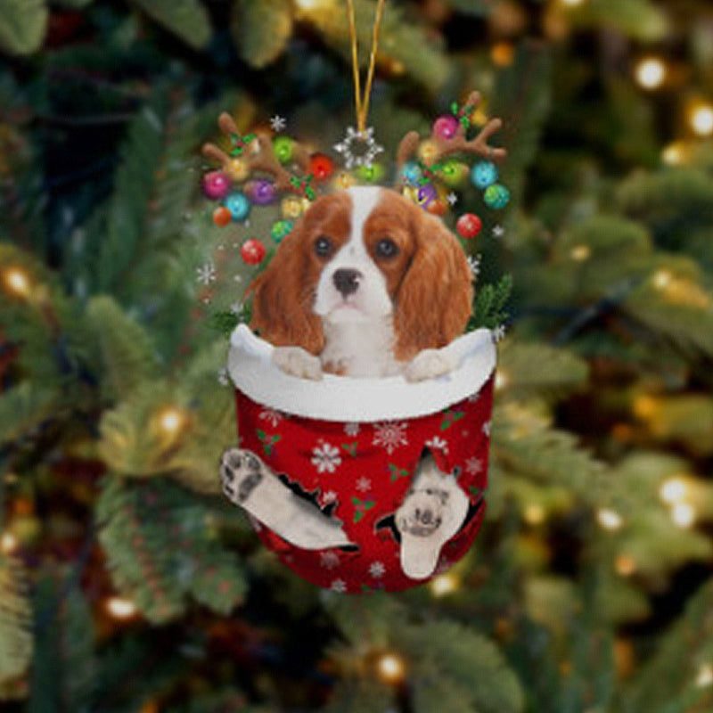 Ornement de Chien Mignon en Forme de Chaussette de Noël