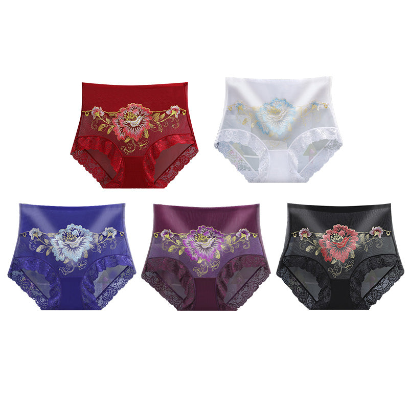 Culotte brodée en dentelle taille haute