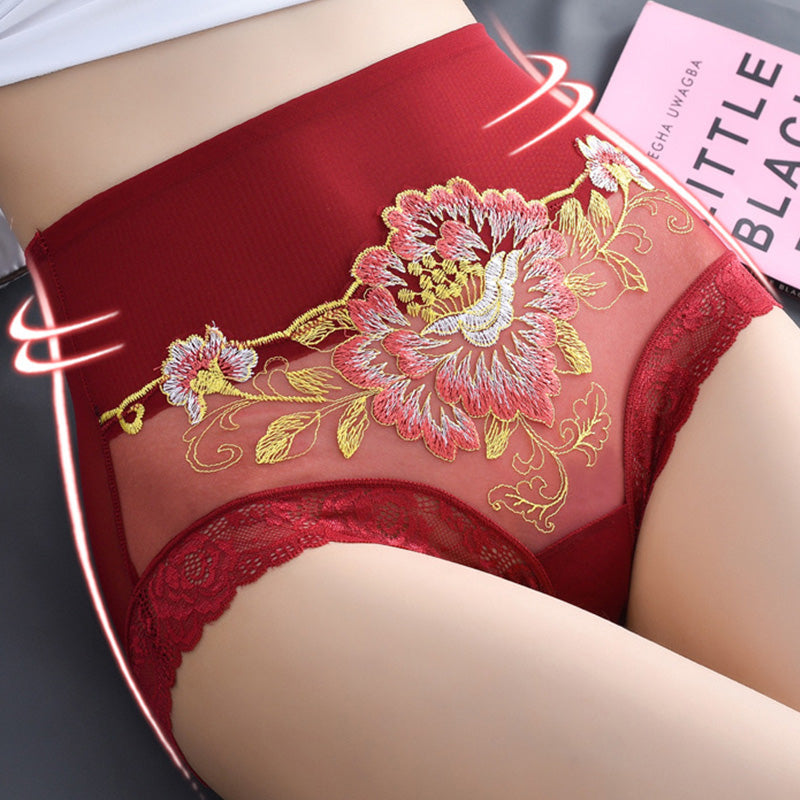 Culotte brodée en dentelle taille haute