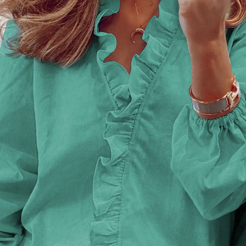 Chemise à volants pour femmes à manches longues