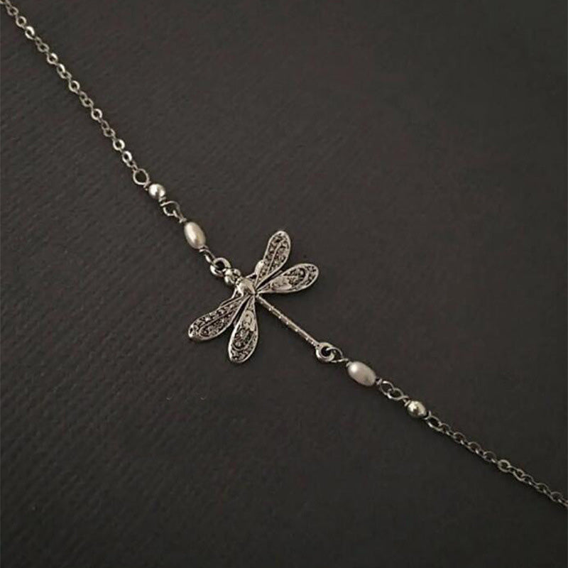 Bracelet de cheville libellule simple avec perle