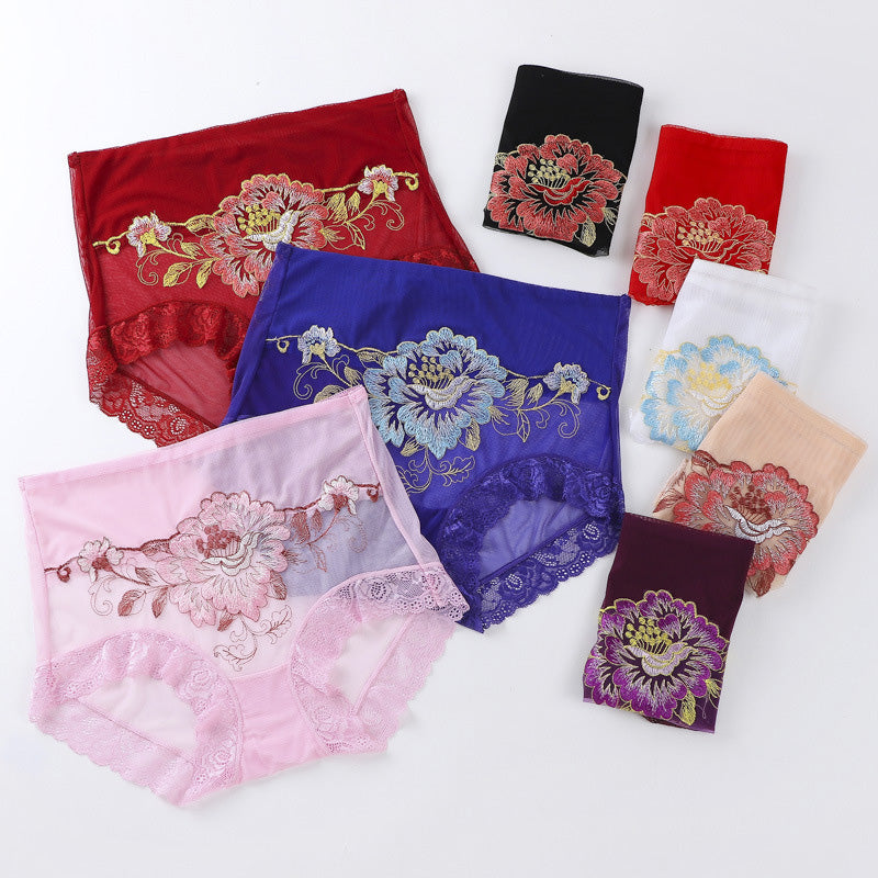 Culotte brodée en dentelle taille haute