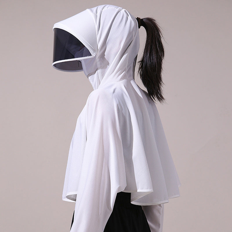 Veste coupe-vent à capuche en soie glacée avec protection UV