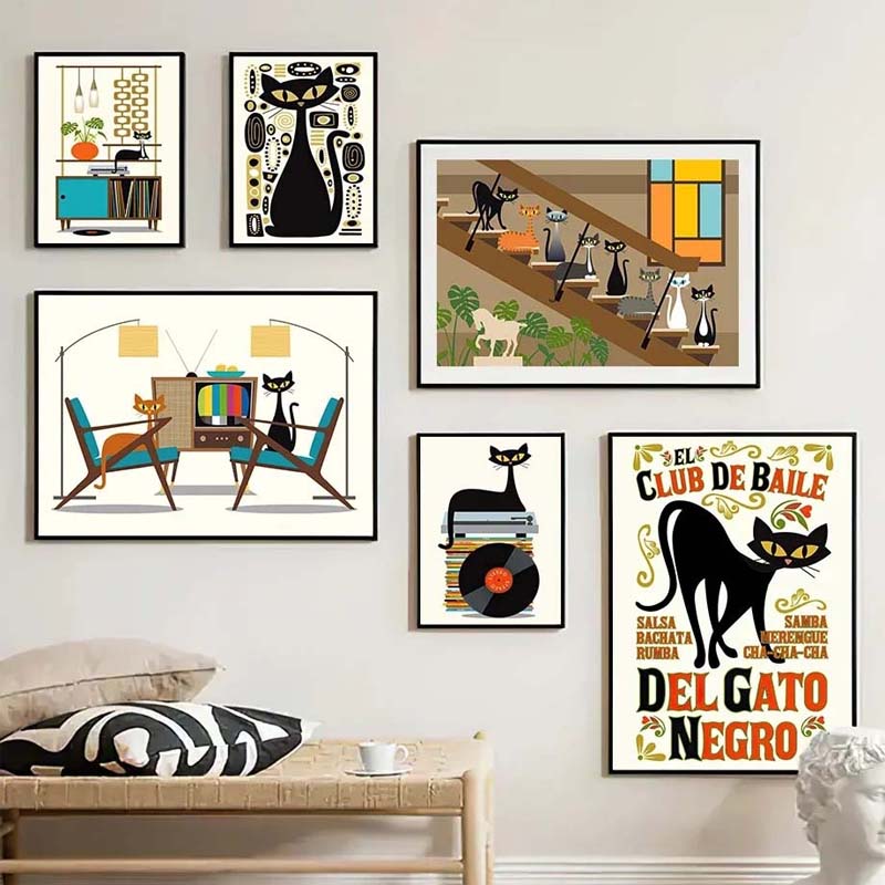 Katten kunstafdruk decoratieschilderij