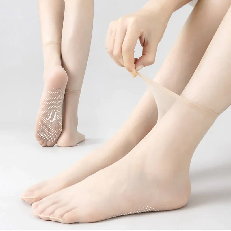 Chaussettes invisibles et antidérapantes en cristal de soie