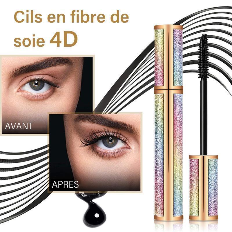 Mascara d'allongement épais en fibre de soie imperméable 4D