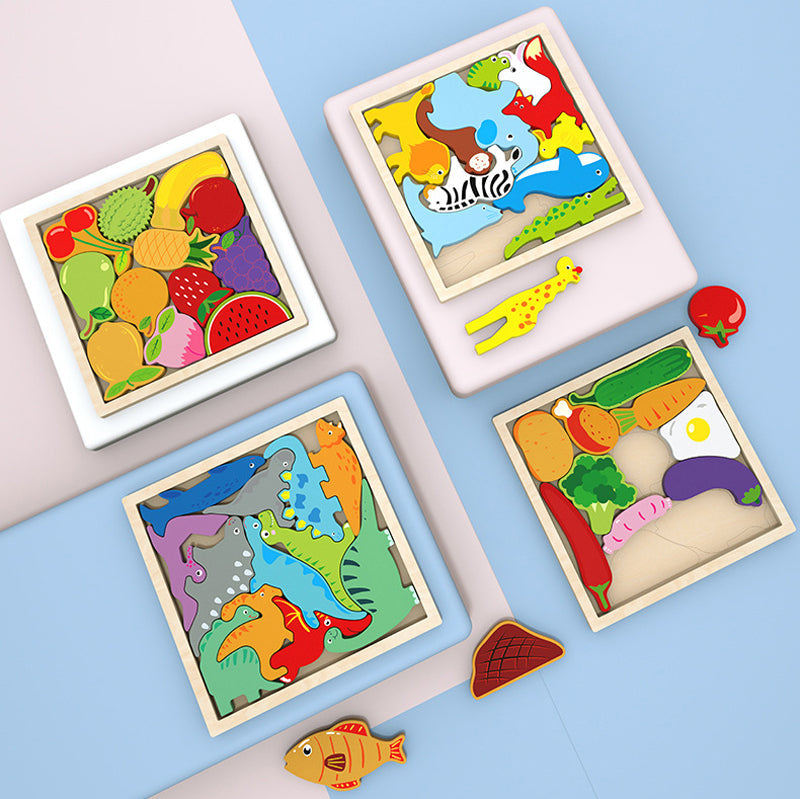 Puzzle en bois avec blocs d'animaux