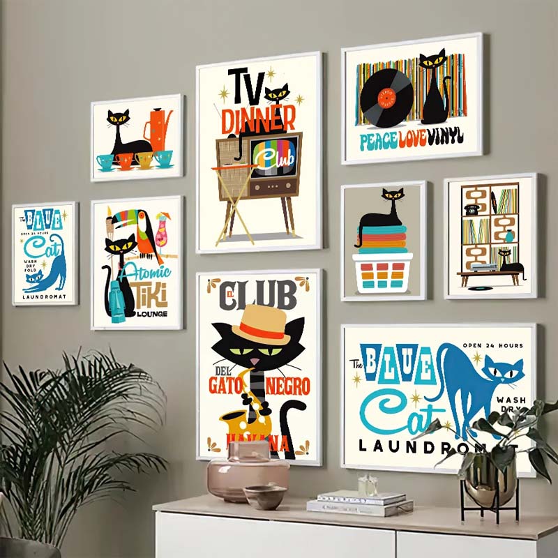 Katten kunstafdruk decoratieschilderij
