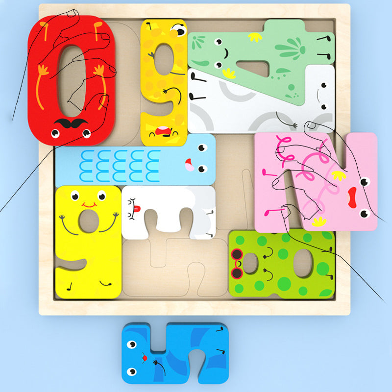Puzzle en bois avec blocs d'animaux