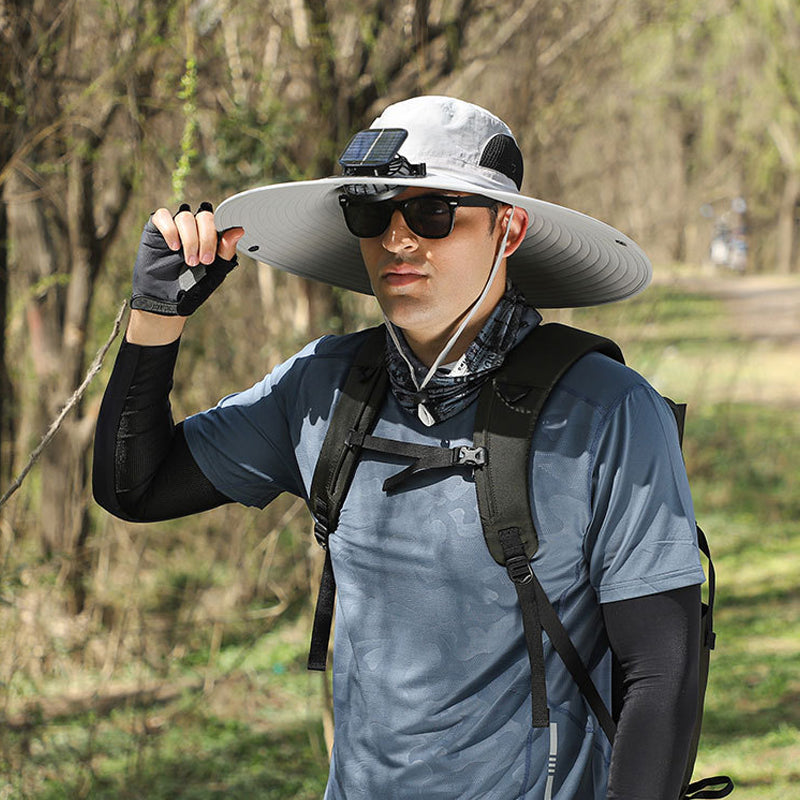 Chapeau de pêche en plein air avec ventilateur de charge solaire et USB