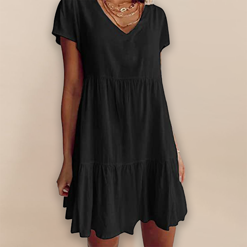 Robe Décontractée à Manches Courtes et Décolleté en V