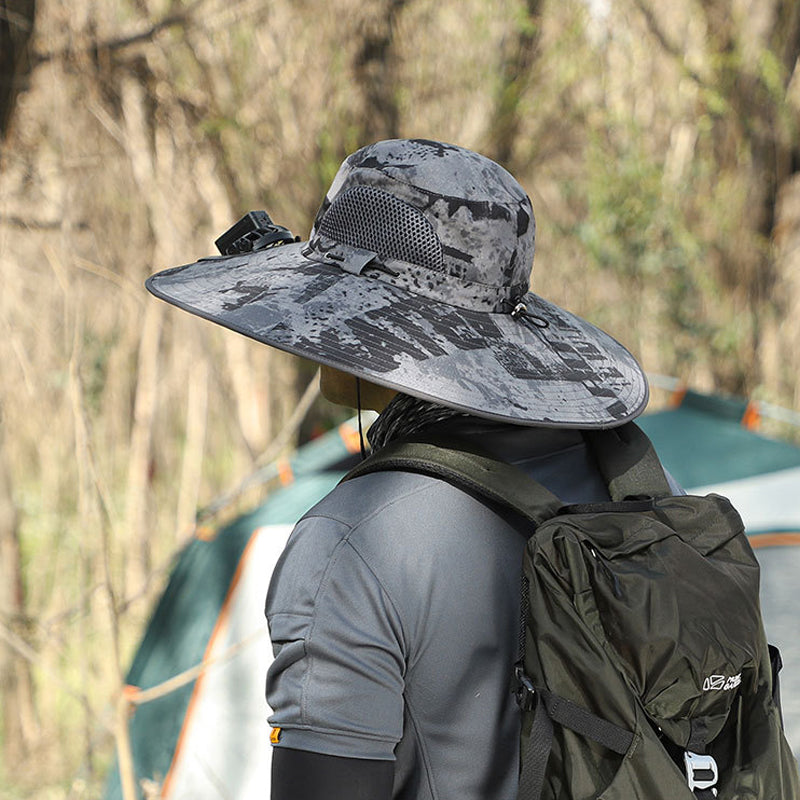 Chapeau de pêche en plein air avec ventilateur de charge solaire et USB