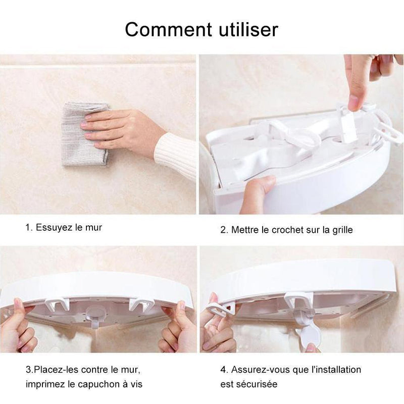 Tablette d'angle de salle de bain multifonctionnel sans vis