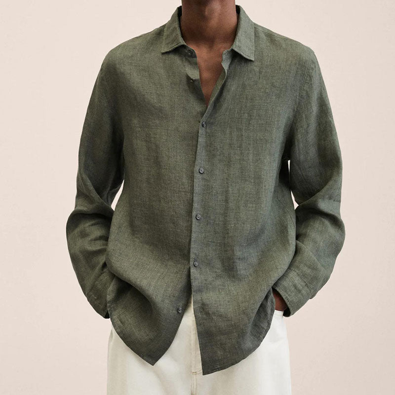 Chemise à manches longues en lin pour hommes
