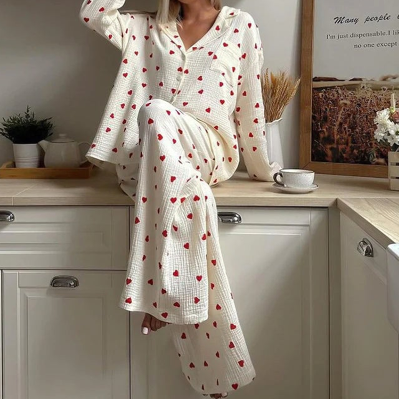 Ensemble de pyjamas à motif de cœur