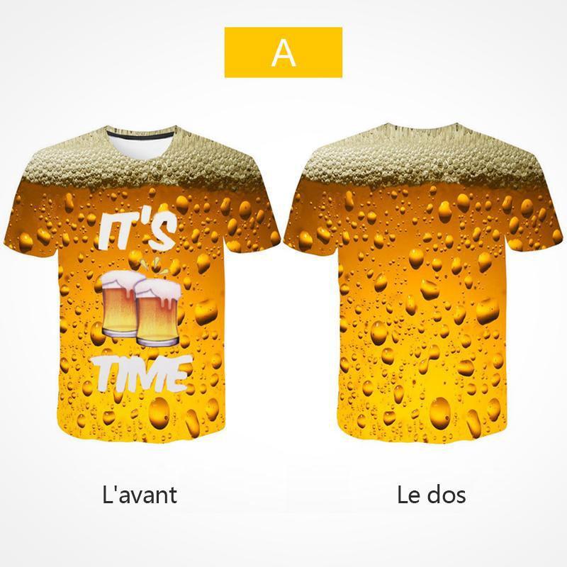 T-shirt à manches courtes à bulles de bière 3D Fashion