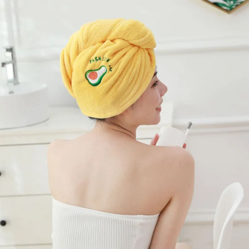 Bonnet de douche à séchage rapide avec motif de broderie de dessin animé