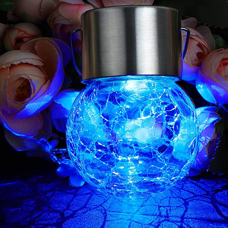 Lampes solaires suspendues en verre craquelé multicolore