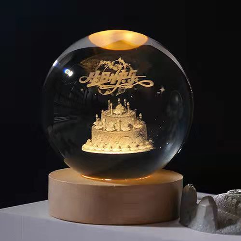 Veilleuse boule de cristal rougeoyante