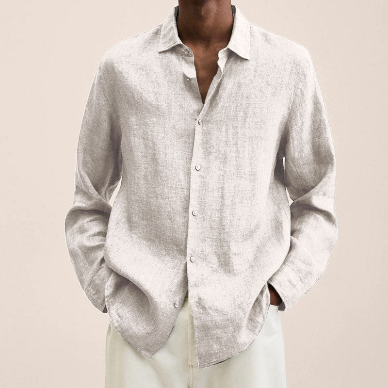 Chemise à manches longues en lin pour hommes