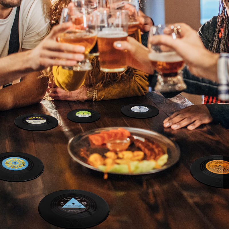Dessous de verre en vinyle avec support de lecteur de vinyle rétro