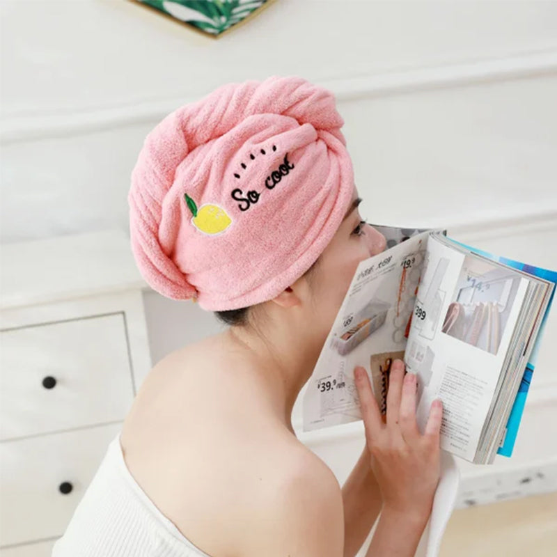 Bonnet de douche à séchage rapide avec motif de broderie de dessin animé