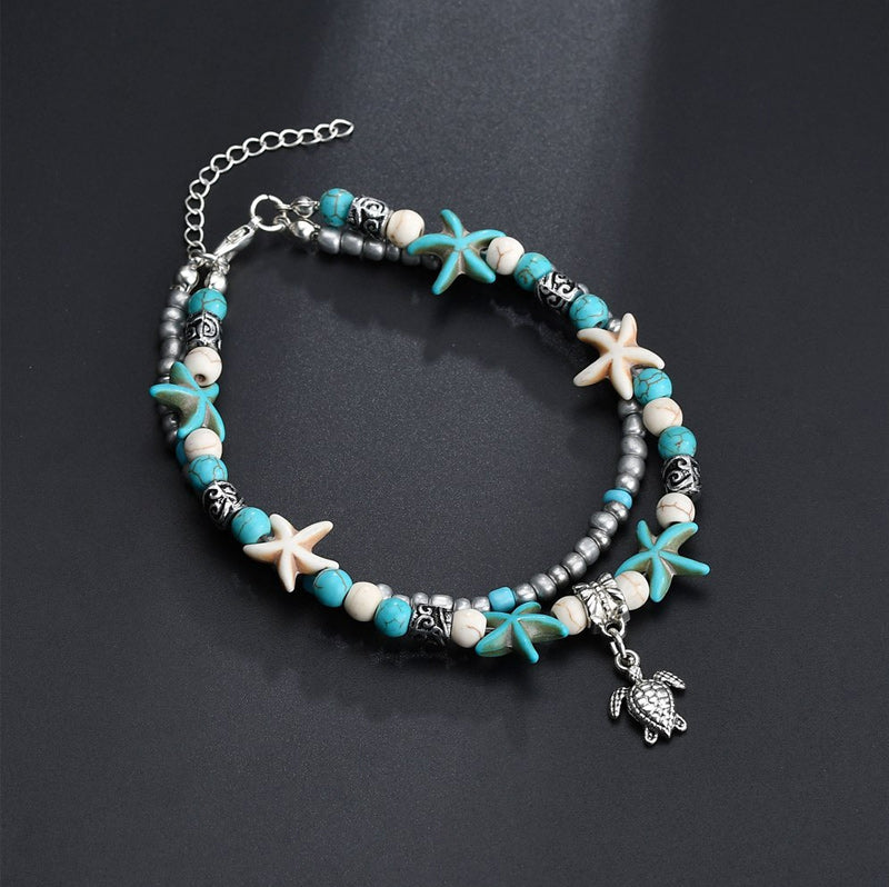 Tortue de Mer Bracelet de Cheville Étoile de Mer Turquoise